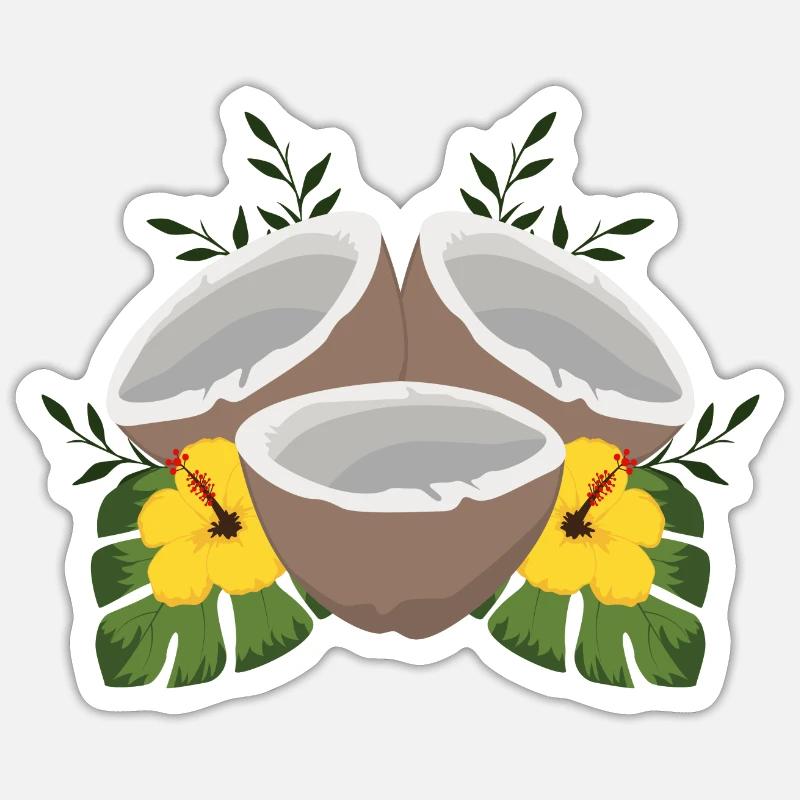 Noix de coco d'été - Sticker taille S (10 x 10 cm) - blanc mat