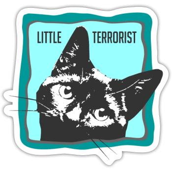 Portrait de chat avec slogans - Sticker taille S (10 x 10 cm) - blanc mat - Devant