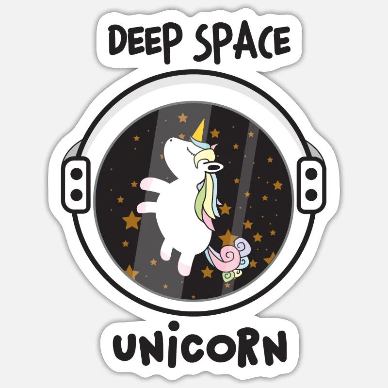 Deep Space Unicorn / Einhorn - Sticker Größe S (10 x 10 cm) - Mattweiß