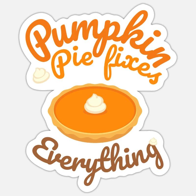 Pumpkin Pie Fixes Everything - Kürbis Halloween - Sticker Größe S (10 x 10 cm) - Mattweiß