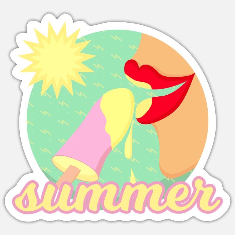 Sommer, Sonne, Eis - rote Lippen essen ein Eis Sticker Größe S (10 x 10 cm)