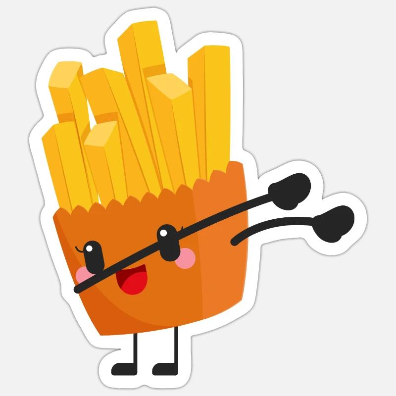 Dabbing Pommes - Geschenk Idee - Sticker Größe S (10 x 10 cm) - Mattweiß