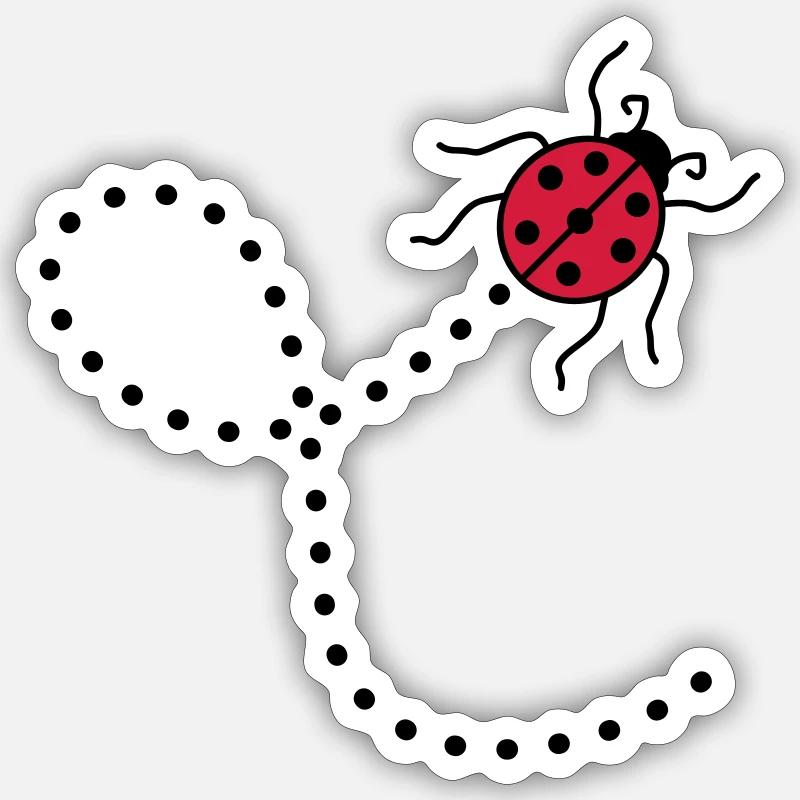 line dashed path path ladybug small sues - Sticker size S (10 x 10 cm) - white matte