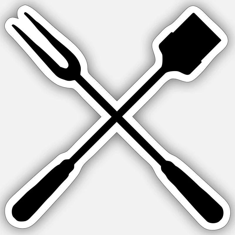 grillbesteck - Sticker Größe S (10 x 10 cm) - Mattweiß