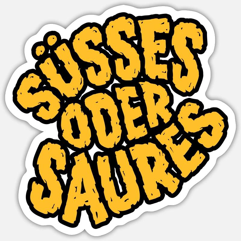 Halloween Shirt Süßes oder Saures - Sticker Größe S (10 x 10 cm) - Mattweiß