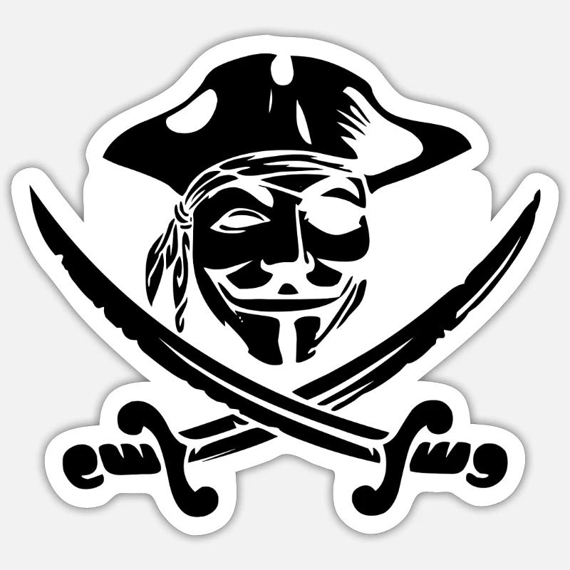 Pirat Anonymous Geschenk Sticker Größe S (10 x 10 cm)