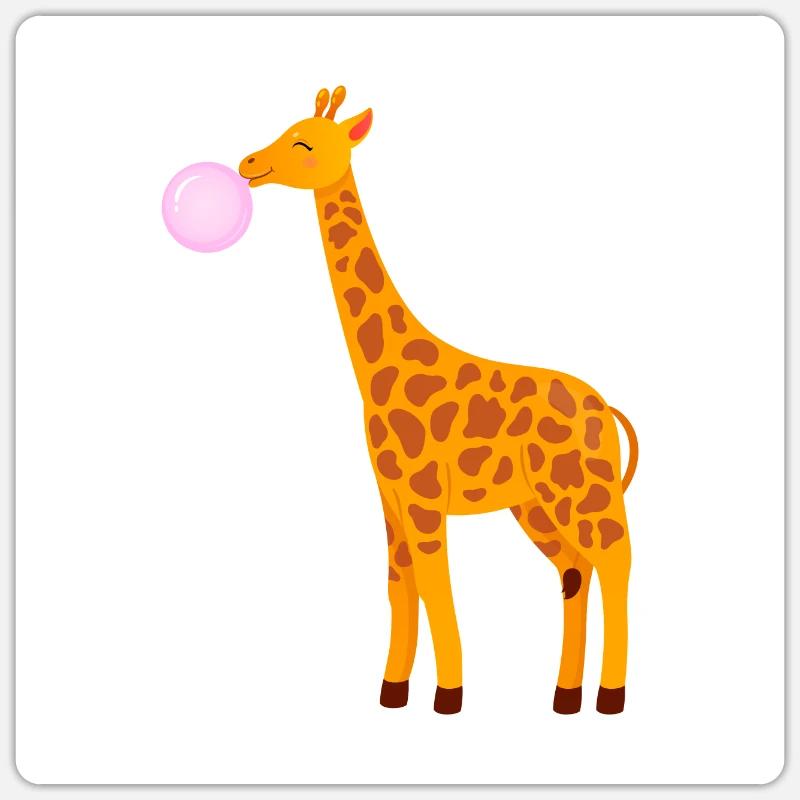 Giraffe With Bubblegum - Sticker Größe S (10 x 10 cm) - Mattweiß