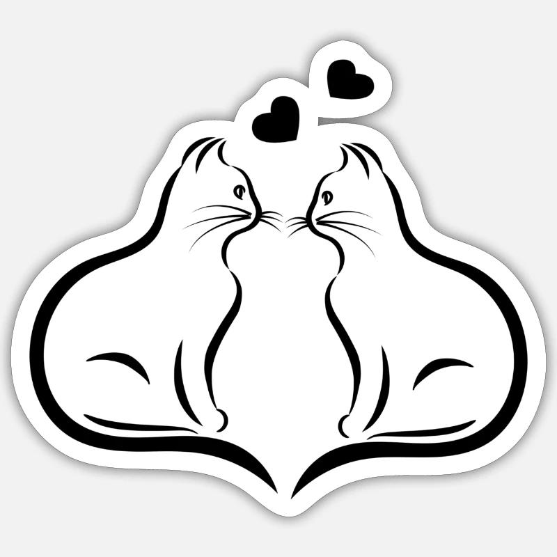 Two cats - Sticker size S (10 x 10 cm) - white matte
