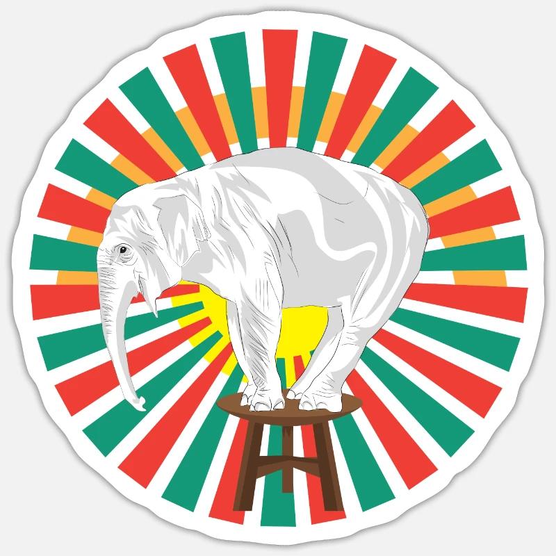 Éléphant blanc dans le cirque Sticker taille S (10 x 10 cm)