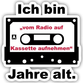 J'enregistre depuis la radio sur cassette (D00033) - Sticker taille S (10 x 10 cm) - blanc mat - Devant