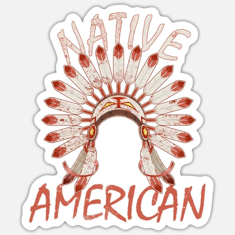 Apache Indianer - Sticker Größe S (10 x 10 cm) - Mattweiß