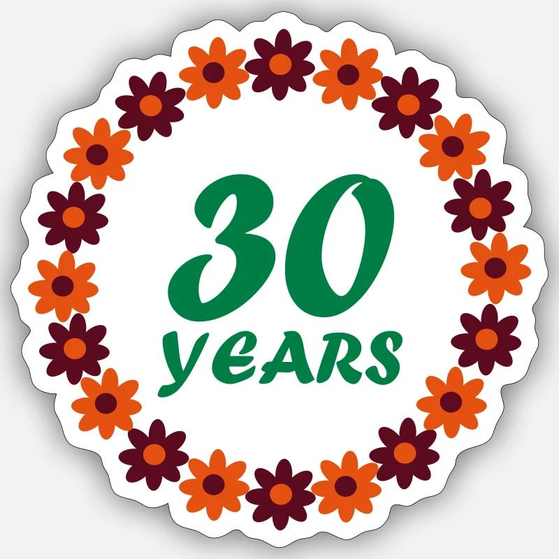 30 ans - Sticker taille S (10 x 10 cm) - blanc mat