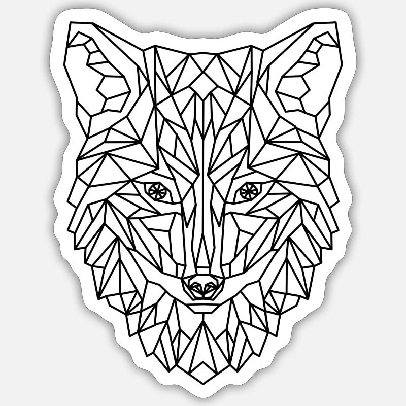 Fuchs Wolf Hund Geometric - Sticker Größe S (10 x 10 cm) - Mattweiß