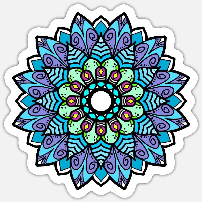 Mandala Blüte - Sticker Größe S (10 x 10 cm) - Mattweiß