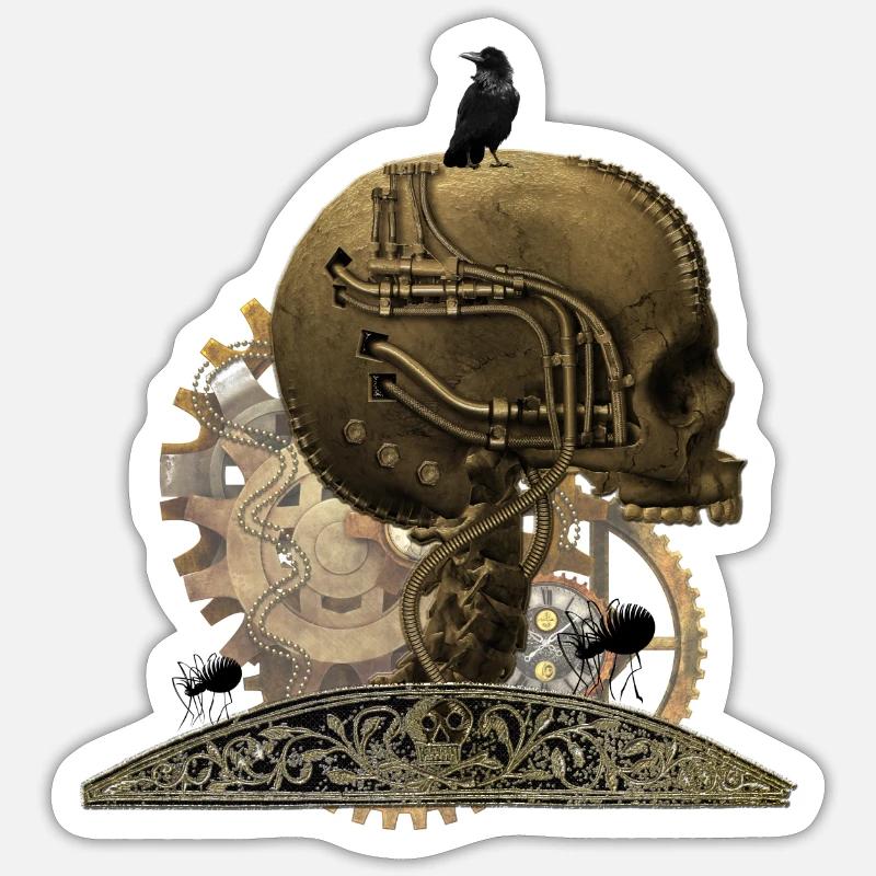 Super schrecklichen technischen Schädel Sticker Größe S (10 x 10 cm)