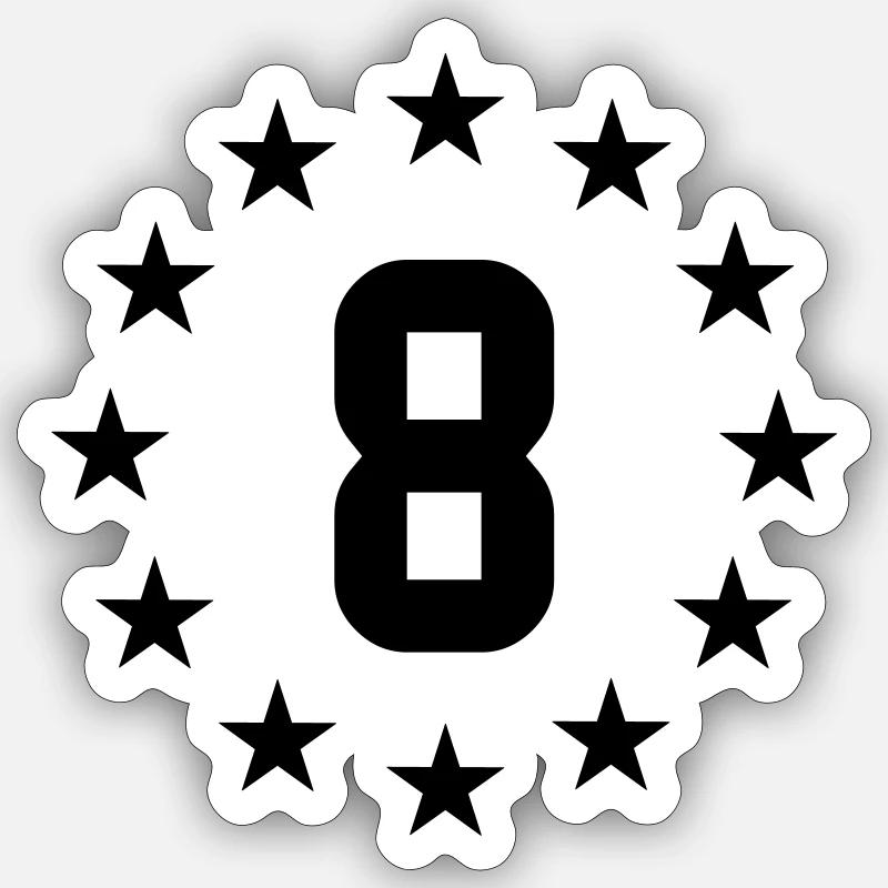 8 ans - Sticker taille S (10 x 10 cm) - blanc mat