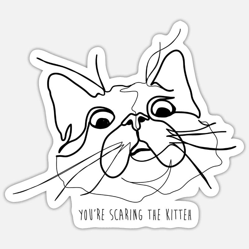ängstliche Katze Meme - Sticker Größe S (10 x 10 cm) - Mattweiß