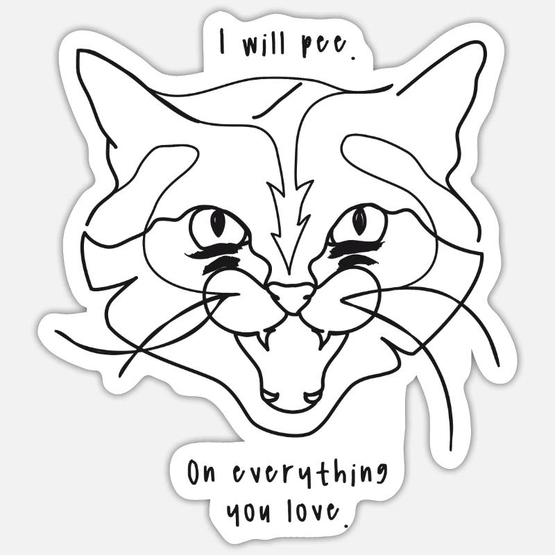Cats Meme - Pee - Sticker size S (10 x 10 cm) - white matte