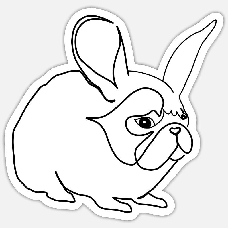 Hase oder Mops - Sticker Größe S (10 x 10 cm) - Mattweiß