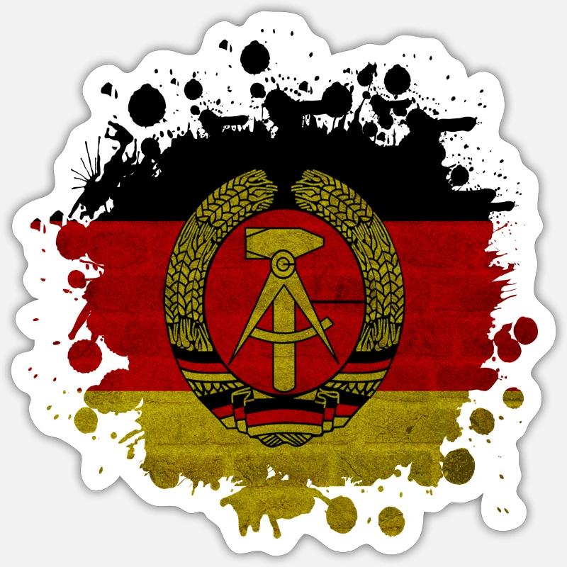 DDR Fleck Klecks / Geschenk Flagge Ostdeutschland - Sticker Größe S (10 x 10 cm) - Mattweiß