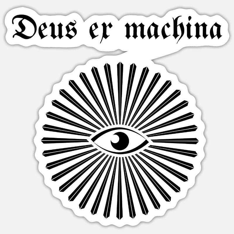 Deus ex machina oeil - Sticker taille S (10 x 10 cm) - blanc mat