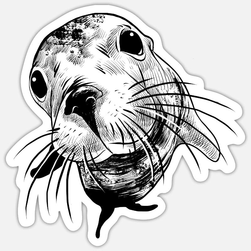 Phoe mere eau nage - Sticker taille S (10 x 10 cm) - blanc mat