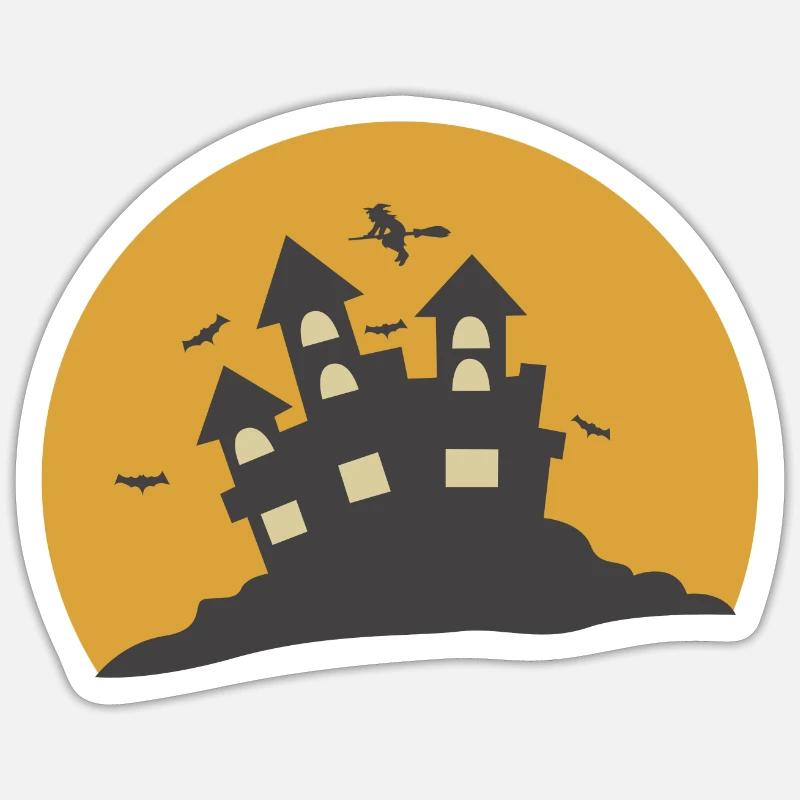 Maison d'horreur d'Halloween - Sticker taille S (10 x 10 cm) - blanc mat