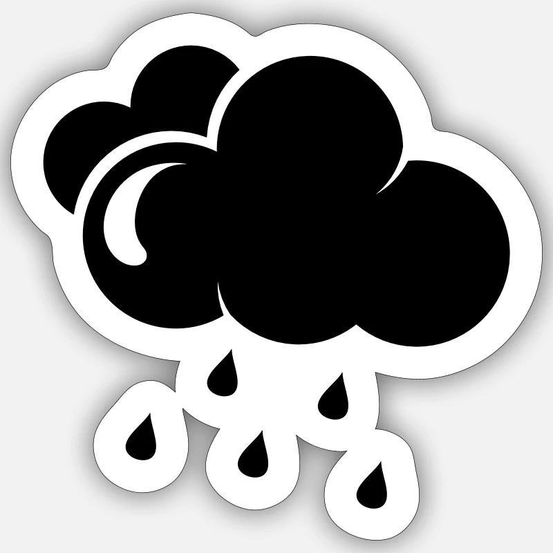Cloud with rain drops - Sticker size S (10 x 10 cm) - white matte