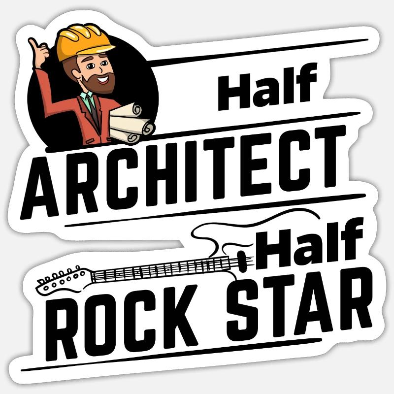 Architecte - Half Rock Star - Sticker taille S (10 x 10 cm) - blanc mat