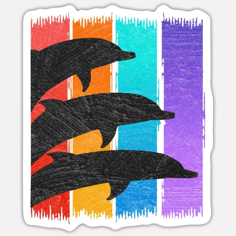 Dauphins dauphins - Sticker taille S (10 x 10 cm) - blanc mat
