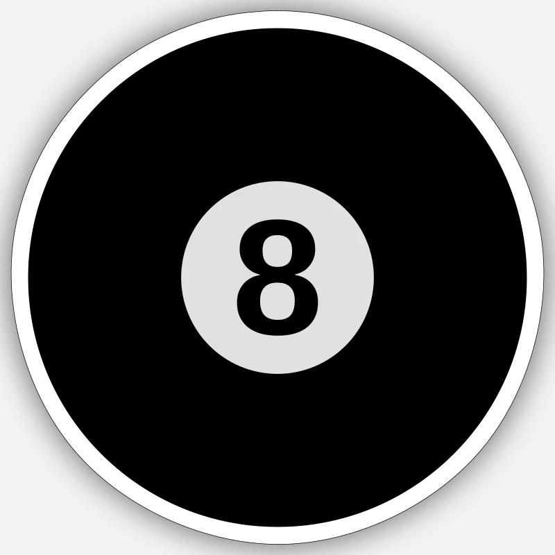 schwarze Billardkugel mit der Zahl 8 - Sticker Größe S (10 x 10 cm) - Mattweiß