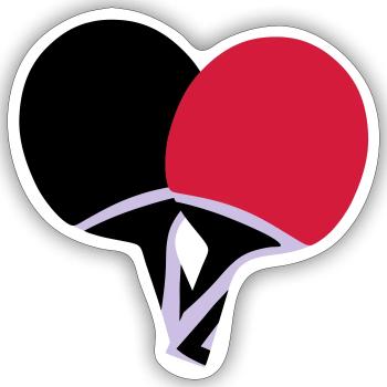 Tennis de table - Sticker taille S (10 x 10 cm) - blanc mat - Devant