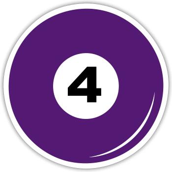 Numéro de boule de billard 4 - Sticker taille S (10 x 10 cm) - blanc mat - Devant