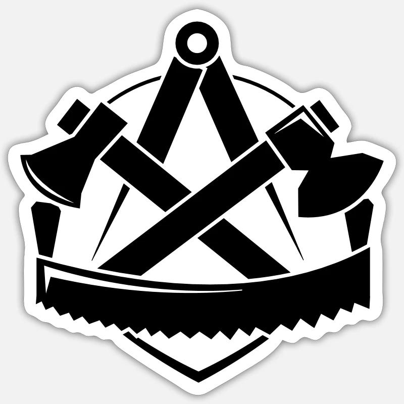 Charpentiers logo - Sticker taille S (10 x 10 cm) - blanc mat
