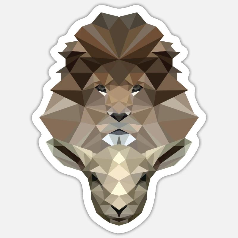 Löwe & Lamm - Lion & Lamb - Poly Design - Jesus - Sticker Größe S (10 x 10 cm) - Mattweiß