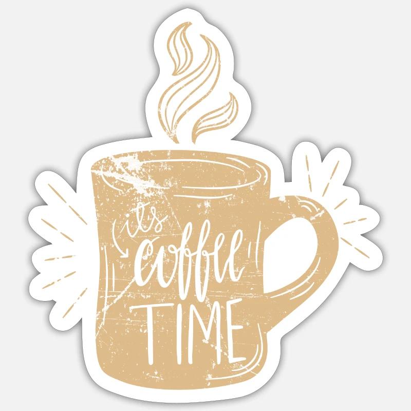 café - Sticker taille S (10 x 10 cm) - blanc mat