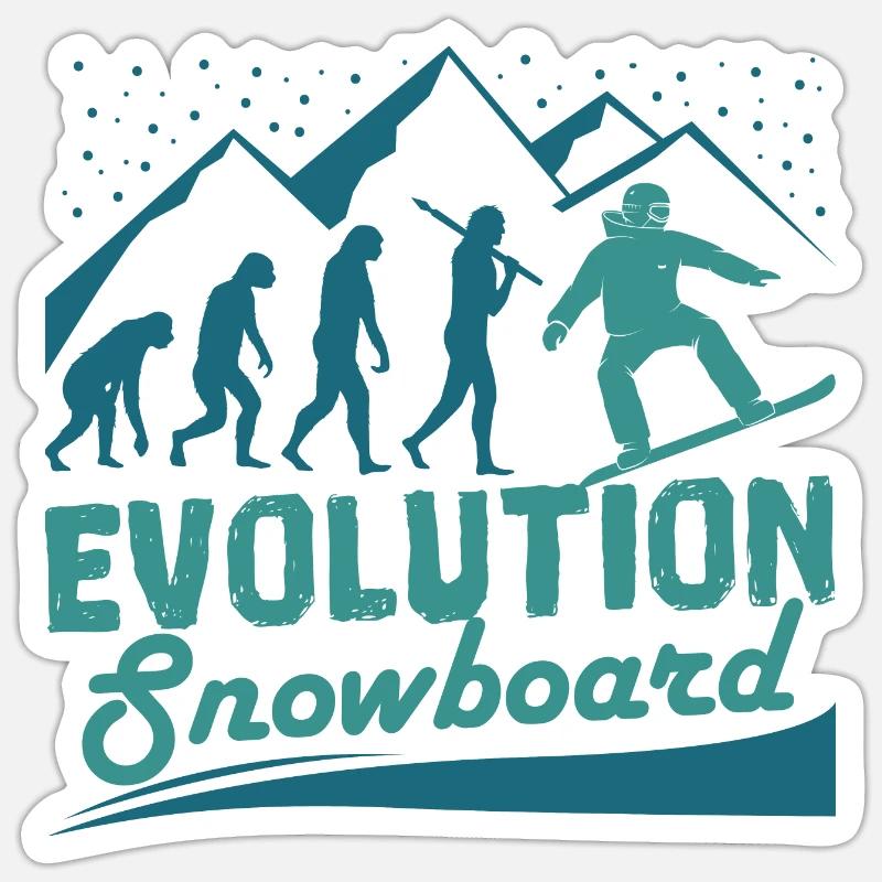 Evolution Snowboard | Wintersport Schnee Geschenk - Sticker Größe S (10 x 10 cm) - Mattweiß