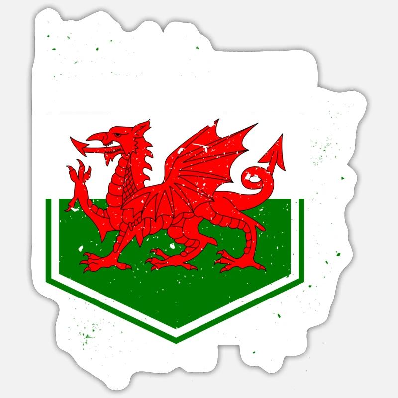 Drapeau drapeau galles - Sticker taille S (10 x 10 cm) - blanc mat
