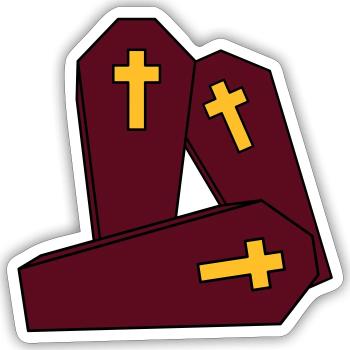 crew viele team 3 freunde sarg beerdigen kreuz gra - Sticker Größe S (10 x 10 cm) - Mattweiß - Vorne