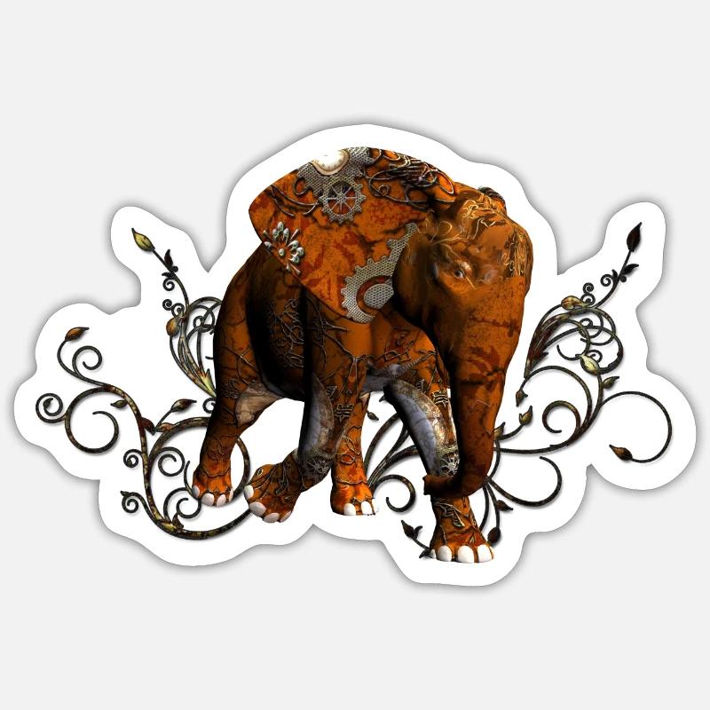Atemberaubender Steampunk-Elefant - Sticker Größe S (10 x 10 cm) - Mattweiß