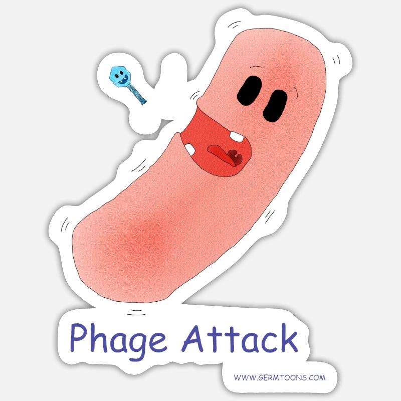 Phage Attack - Bacteria & Bacteriophage Sticker size S (10 x 10 cm)