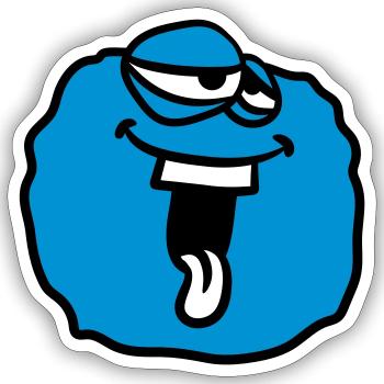 cercle de balle autour du visage de rire monstre de tête drôle - Sticker taille S (10 x 10 cm) - blanc mat - Devant
