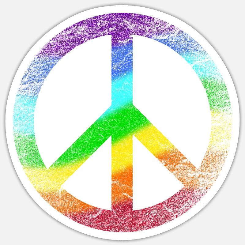 Segno di pace Arcobaleno Pacifista Pace Graffiti - Sticker formato S (10 x 10 cm) - bianco opaco
