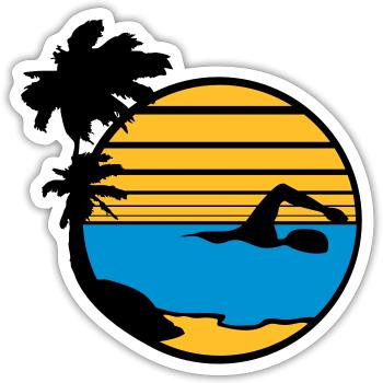 palmen insel urlaub ferien sonne strand schwimmen - Sticker Größe S (10 x 10 cm) - Mattweiß - Vorne