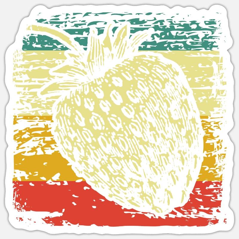 Fraise - Sticker taille S (10 x 10 cm) - blanc mat