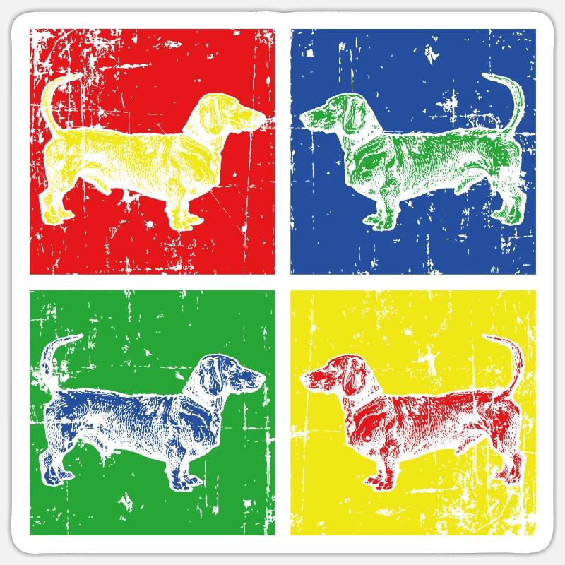 Hunde Dackel - Sticker Größe S (10 x 10 cm) - Mattweiß