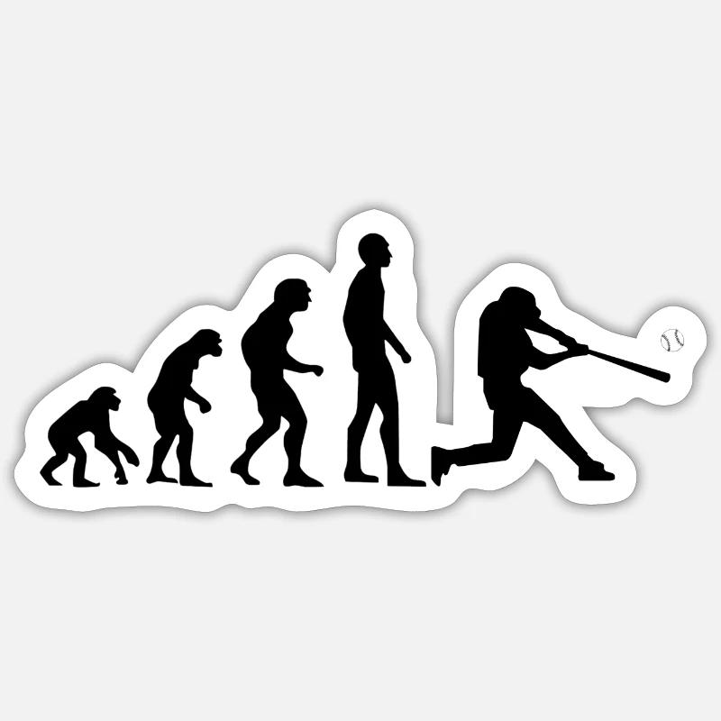 Baseball Evolution Shirt black - Sticker size S (10 x 10 cm) - white matte