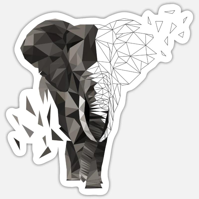 Éléphant low poly Sticker taille S (10 x 10 cm)