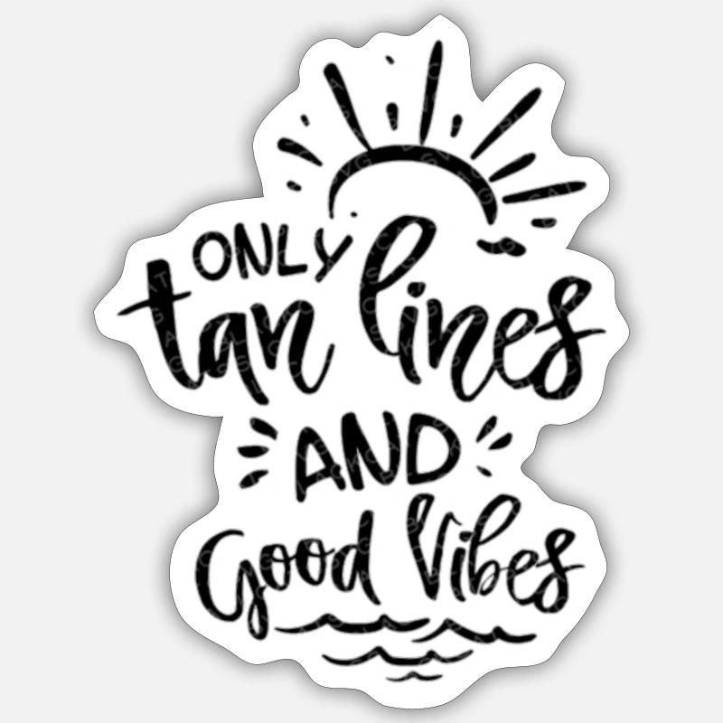 Lignes de bronzage et bonnes vibrations idea idée cadeau - Sticker taille S (10 x 10 cm) - blanc mat