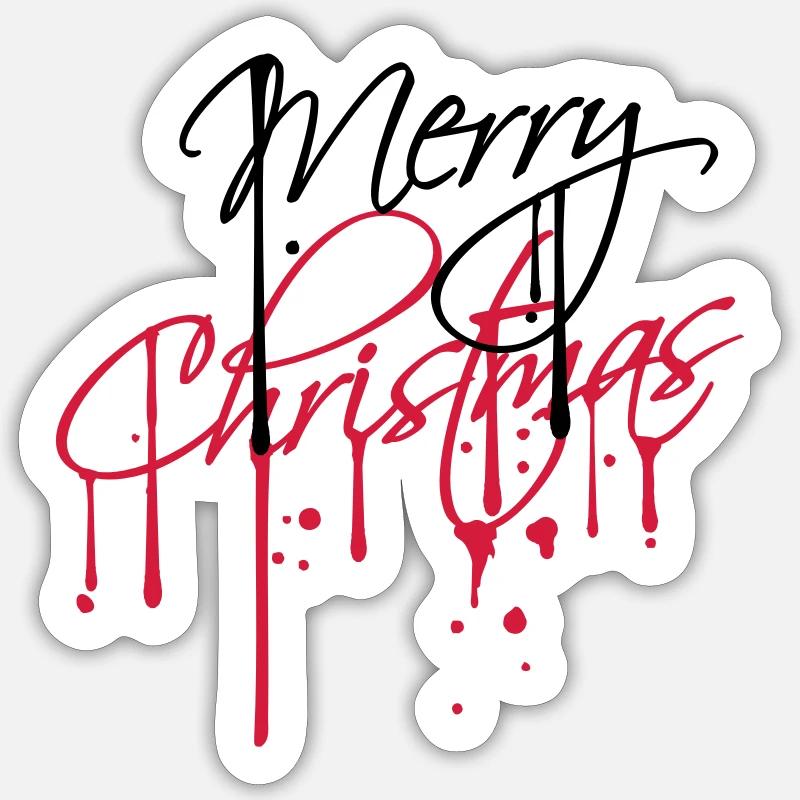drop graffiti spray stamp merry christmas white Sticker size S (10 x 10 cm)